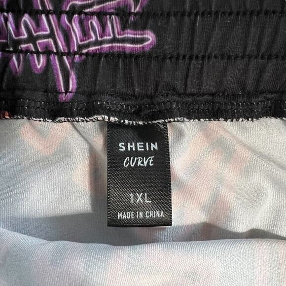 Curve Letter Graphics Stretch Mini Skirt Pull on XL Hip Hop Party Sporty - Picture 5 of 9